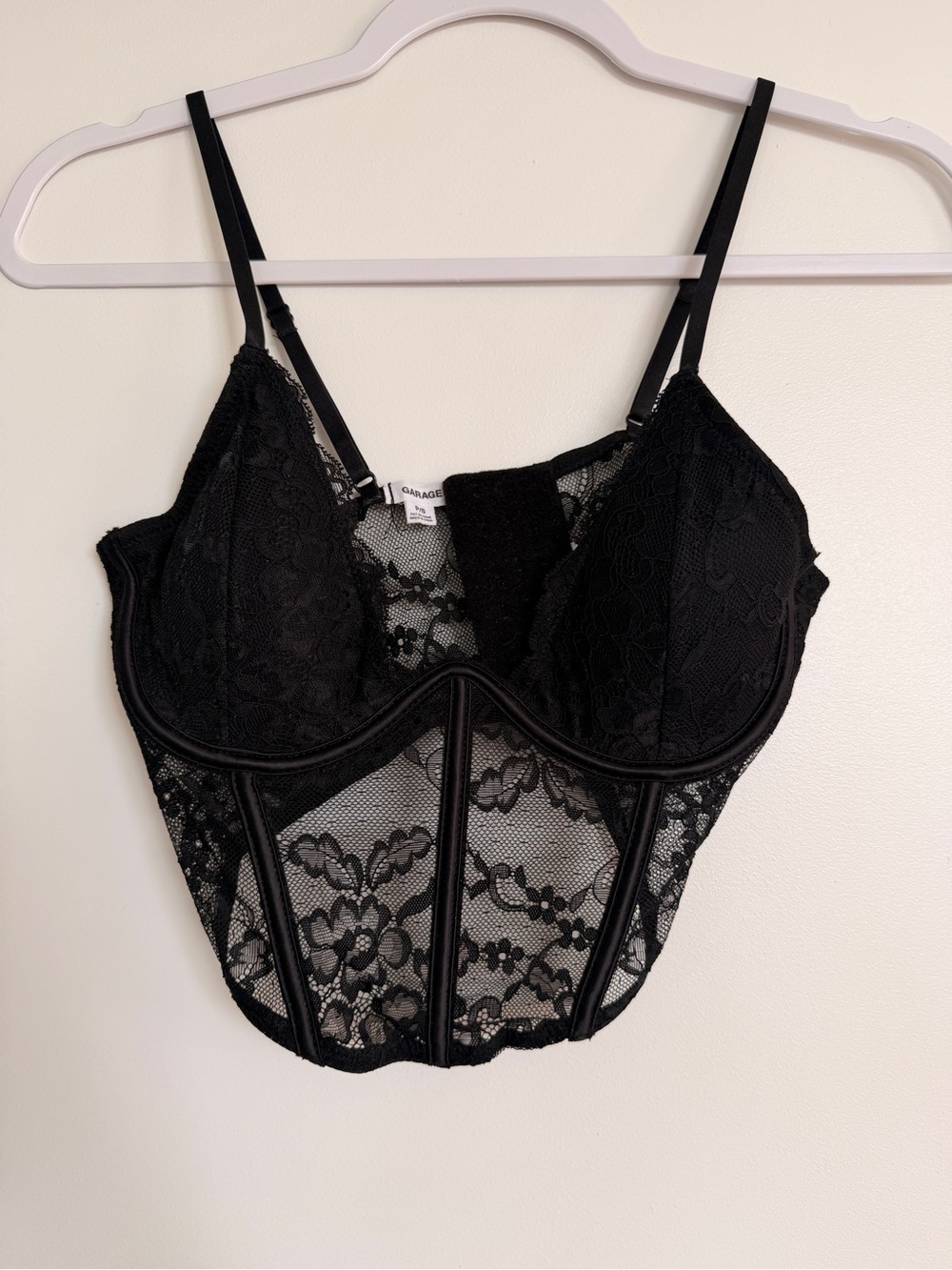 Garage Black Lace Longline Bustier Bralette